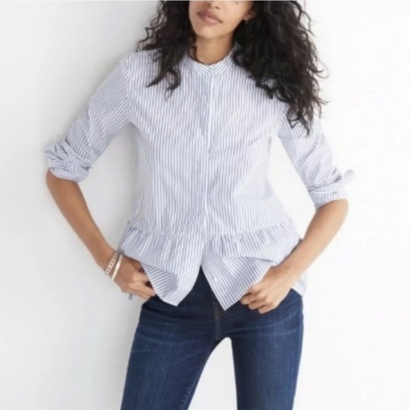 Madewell Tops - Madewell Lakeside Top Peplum Striped XS blue white
